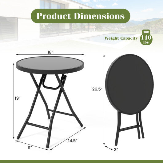 18 Inch Folding Side Table Patio Round Compact Coffee Table-Gray LuxuryLifeWay Online Store