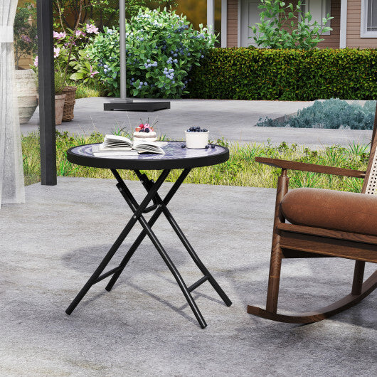 18 Inch Folding Side Table Patio Round Compact Coffee Table-Gray LuxuryLifeWay Online Store