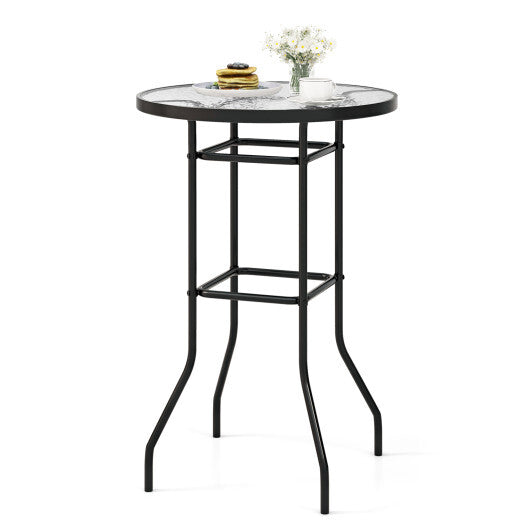 38 Inch Patio Bar Table with Tempered Glass Tabletop LuxuryLifeWay Online Store