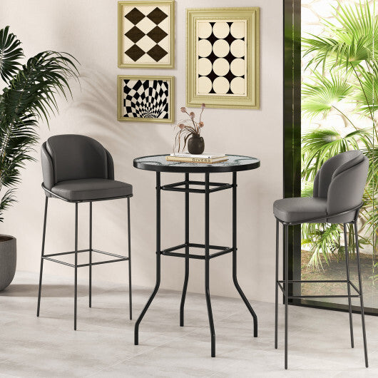 38 Inch Patio Bar Table with Tempered Glass Tabletop LuxuryLifeWay Online Store