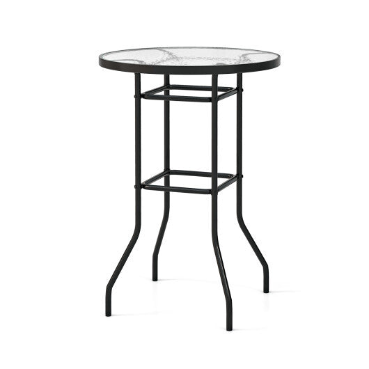 38 Inch Patio Bar Table with Tempered Glass Tabletop LuxuryLifeWay Online Store