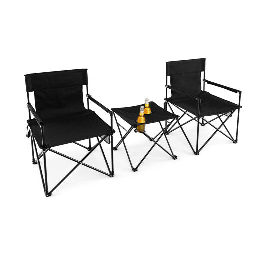 Outdoor Folding Camping Chairs and Table Set with Carrying Bag-Black - Color: Black LuxuryLifeWay Online Store