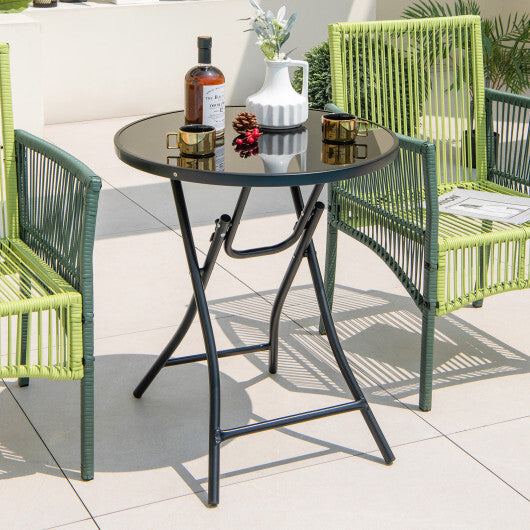 23 Inch Round Bistro Table with Tempered Glass Tabletop LuxuryLifeWay Online Store