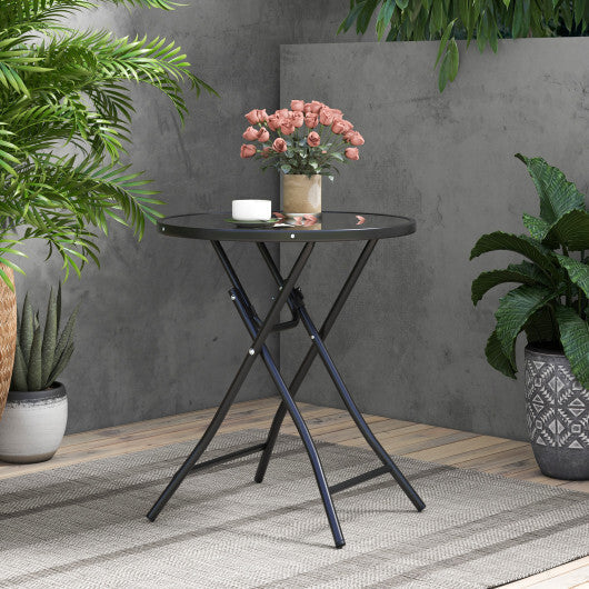 23 Inch Round Bistro Table with Tempered Glass Tabletop LuxuryLifeWay Online Store