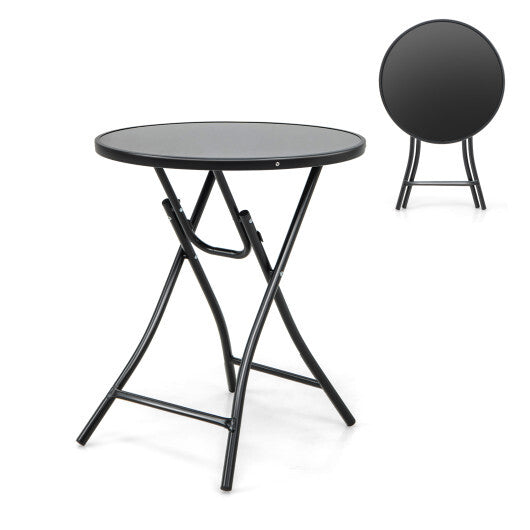 23 Inch Round Bistro Table with Tempered Glass Tabletop LuxuryLifeWay Online Store