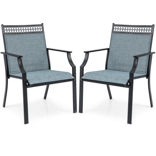 Patio Chairs Set of 2 with All Weather Breathable Fabric-Blue LuxuryLifeWay Online Store