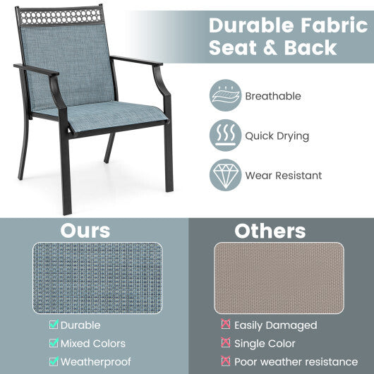 Patio Chairs Set of 2 with All Weather Breathable Fabric-Blue LuxuryLifeWay Online Store