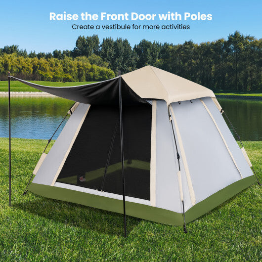 2-4 Person Instant Pop-up Camping Tent with Removable Rainfly - Color: Beige LuxuryLifeWay Online Store
