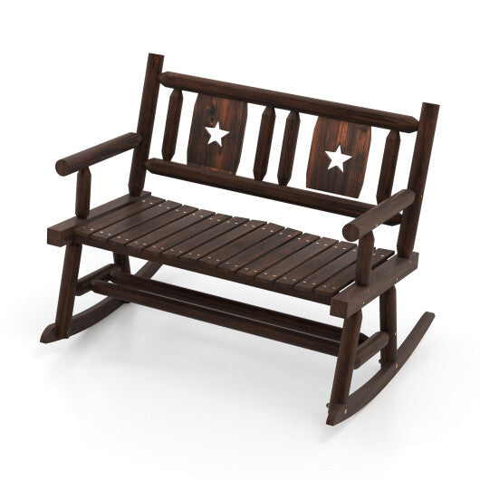 Patio Rocking Bench Double Rocker Chair with Ergonomic Seat 2-Person Loveseat LuxuryLifeWay Online Store