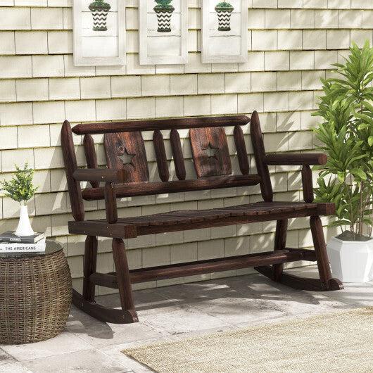 Patio Rocking Bench Double Rocker Chair with Ergonomic Seat 2-Person Loveseat LuxuryLifeWay Online Store