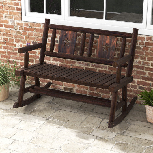 Patio Rocking Bench Double Rocker Chair with Ergonomic Seat 2-Person Loveseat LuxuryLifeWay Online Store