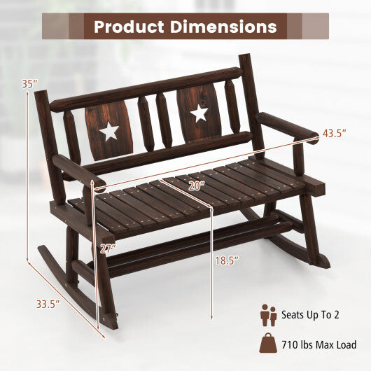 Patio Rocking Bench Double Rocker Chair with Ergonomic Seat 2-Person Loveseat LuxuryLifeWay Online Store