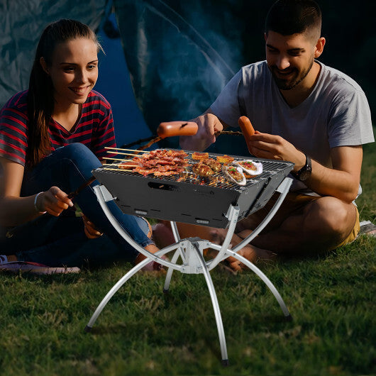 3-in-1 Camping Campfire Grill with Stainless Steel Grills Carrying Bag & Gloves-Silver - Color: Silver LuxuryLifeWay Online Store