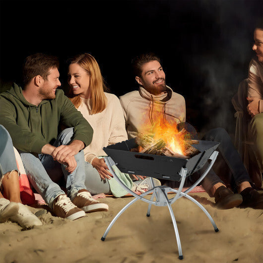 3-in-1 Camping Campfire Grill with Stainless Steel Grills Carrying Bag & Gloves-Silver - Color: Silver LuxuryLifeWay Online Store
