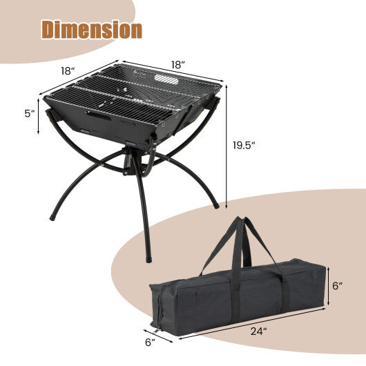 3-in-1 Camping Campfire Grill with Stainless Steel Grills Carrying Bag & Gloves-Silver