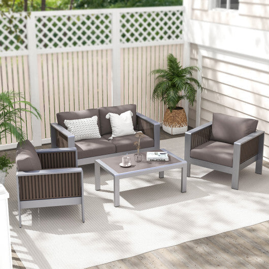 Patio Furniture Aluminum Armchair with Thick Back and Seat Cushion LuxuryLifeWay Online Store