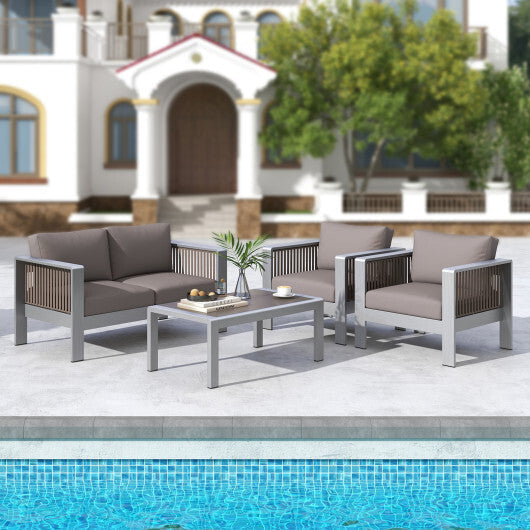 Patio Furniture Aluminum Armchair with Thick Back and Seat Cushion LuxuryLifeWay Online Store