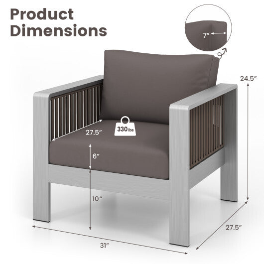 Patio Furniture Aluminum Armchair with Thick Back and Seat Cushion LuxuryLifeWay Online Store