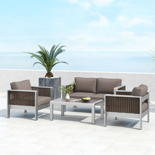 Patio Furniture Aluminum Armchair with Thick Back and Seat Cushion LuxuryLifeWay Online Store