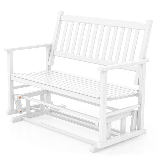 2 Seats Outdoor Glider Bench with Armrests and Slatted Seat-Gray LuxuryLifeWay Online Store