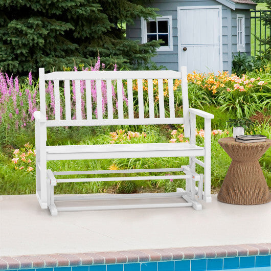 2 Seats Outdoor Glider Bench with Armrests and Slatted Seat-Gray LuxuryLifeWay Online Store