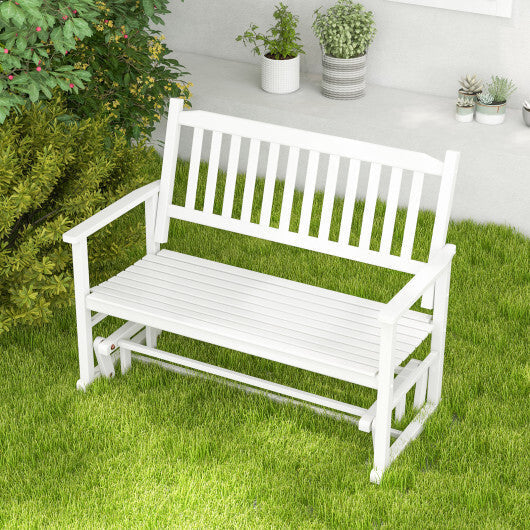 2 Seats Outdoor Glider Bench with Armrests and Slatted Seat-Gray LuxuryLifeWay Online Store