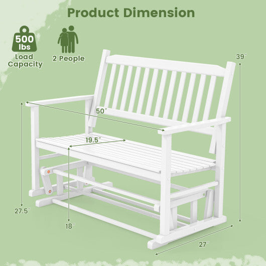 2 Seats Outdoor Glider Bench with Armrests and Slatted Seat-Gray LuxuryLifeWay Online Store