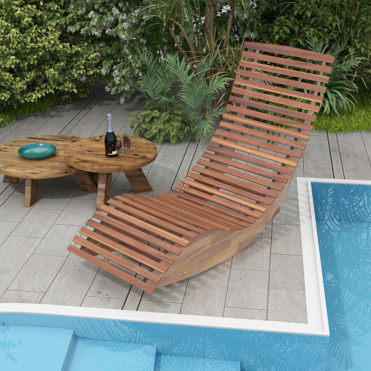 Outdoor Acacia Wood Rocking Chair with Widened Slatted Seat and High Back LuxuryLifeWay Online Store