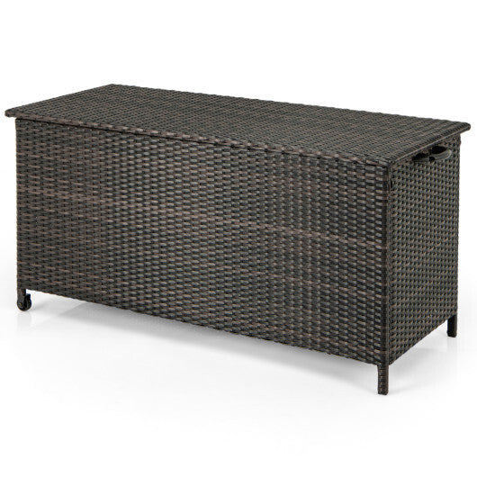 Indoor Outdoor 85 Gallon Storage Container with Waterproof Liner and Universal Wheels-Brown LuxuryLifeWay Online Store