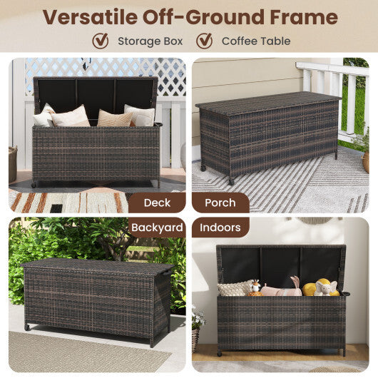 Indoor Outdoor 85 Gallon Storage Container with Waterproof Liner and Universal Wheels-Brown LuxuryLifeWay Online Store