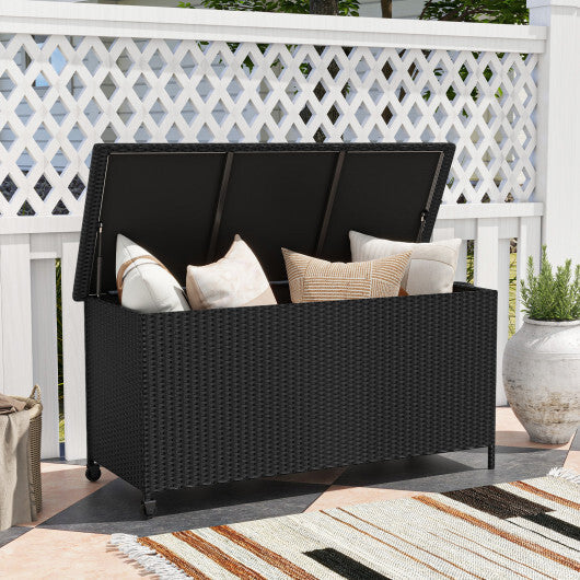 Indoor Outdoor 85 Gallon Storage Container with Waterproof Liner and Universal Wheels-Brown LuxuryLifeWay Online Store