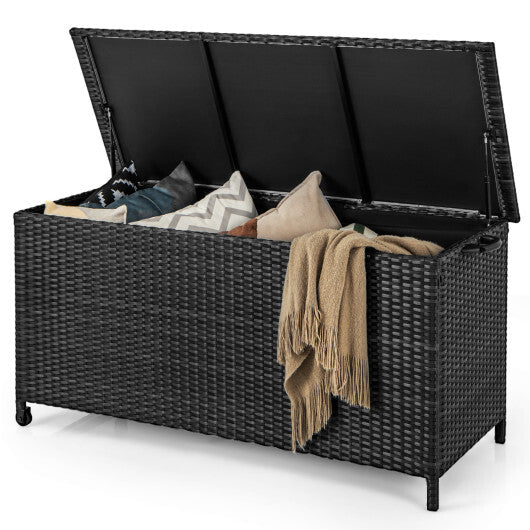 Indoor Outdoor 85 Gallon Storage Container with Waterproof Liner and Universal Wheels-Brown LuxuryLifeWay Online Store