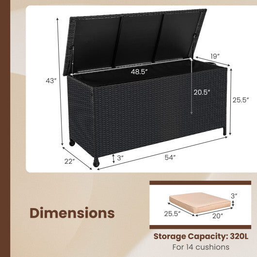 Indoor Outdoor 85 Gallon Storage Container with Waterproof Liner and Universal Wheels-Brown LuxuryLifeWay Online Store