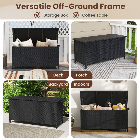 Indoor Outdoor 85 Gallon Storage Container with Waterproof Liner and Universal Wheels-Brown LuxuryLifeWay Online Store