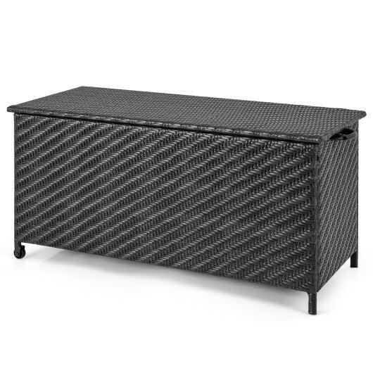 85 Gallon Outdoor Storage Box with Removable Liner and Universal Wheels-Brown LuxuryLifeWay Online Store