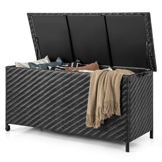 85 Gallon Outdoor Storage Box with Removable Liner and Universal Wheels-Brown LuxuryLifeWay Online Store