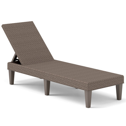 Outdoor Chaise Lounger Chair with Waterproof Rattan Textured PP Surface and 330 lbs Capacity-Brown LuxuryLifeWay Online Store