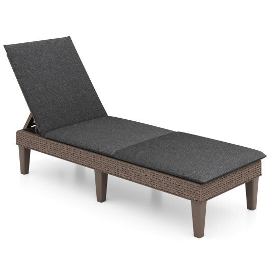 Patio Lounge Outdoor Recliner Chair with Cushion 3-Position Adjustable Backrest-Orange LuxuryLifeWay Online Store