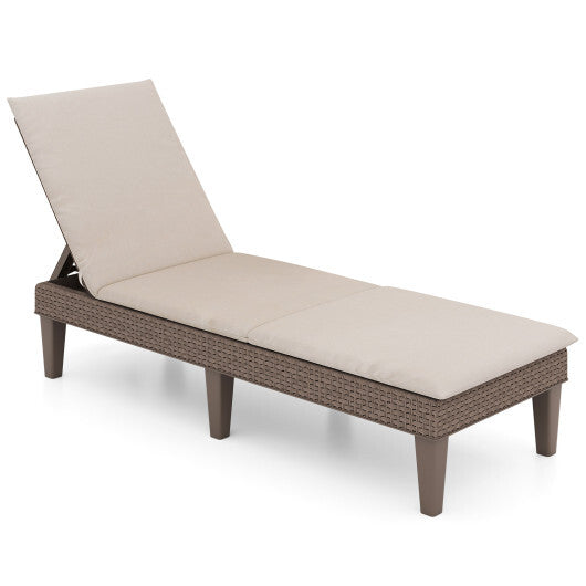 Patio Lounge Outdoor Recliner Chair with Cushion 3-Position Adjustable Backrest-Orange LuxuryLifeWay Online Store