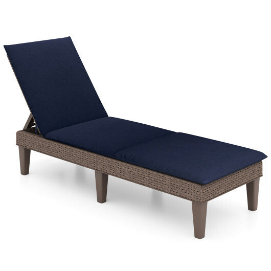 Patio Lounge Outdoor Recliner Chair with Cushion 3-Position Adjustable Backrest-Orange LuxuryLifeWay Online Store