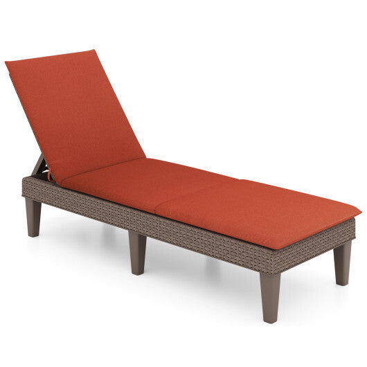 Patio Lounge Outdoor Recliner Chair with Cushion 3-Position Adjustable Backrest-Orange LuxuryLifeWay Online Store