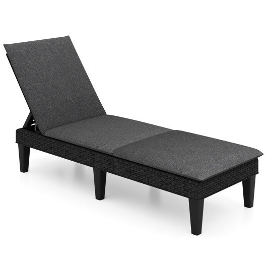 Patio Lounge Chair 3-Position Adjustable Backrest and Cushion-Orange