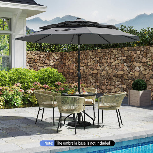 10 Feet Solar Patio Umbrella with 32 LED Lights 3-Tier Vented Top-Turquoise LuxuryLifeWay Online Store