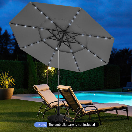 10 Feet Solar Patio Umbrella with 32 LED Lights 3-Tier Vented Top-Turquoise LuxuryLifeWay Online Store