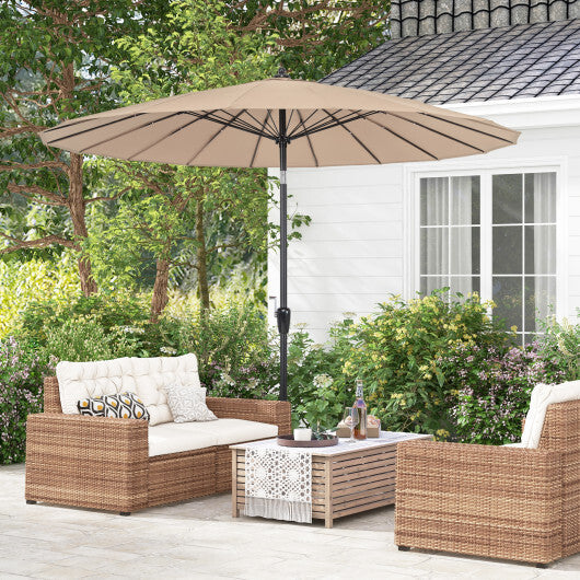 9 Feet Round Patio Umbrella with 18 Fiberglass Ribs-Wine LuxuryLifeWay Online Store