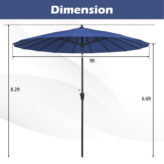 9 Feet Round Patio Umbrella with 18 Fiberglass Ribs-Wine LuxuryLifeWay Online Store