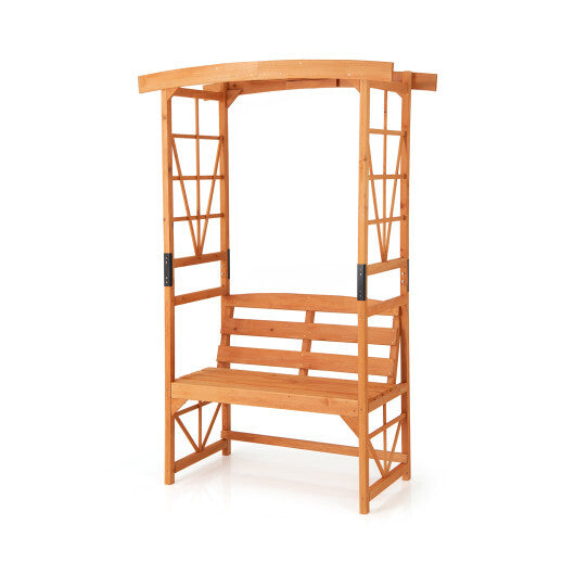 6.2 Feet Tall Patio Garden Arbor with Pergola and 2-Seat Bench for Garden Lawn Backyard Decoration-Yellow LuxuryLifeWay Online Store