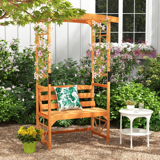 6.2 Feet Tall Patio Garden Arbor with Pergola and 2-Seat Bench for Garden Lawn Backyard Decoration-Yellow LuxuryLifeWay Online Store