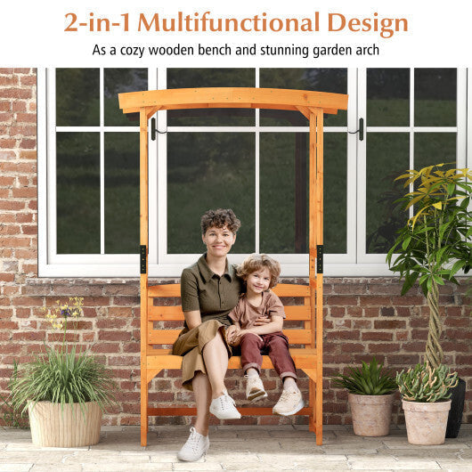 6.2 Feet Tall Patio Garden Arbor with Pergola and 2-Seat Bench for Garden Lawn Backyard Decoration-Yellow LuxuryLifeWay Online Store