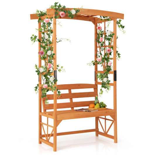 6.2 Feet Tall Patio Garden Arbor with Pergola and 2-Seat Bench for Garden Lawn Backyard Decoration-Yellow LuxuryLifeWay Online Store